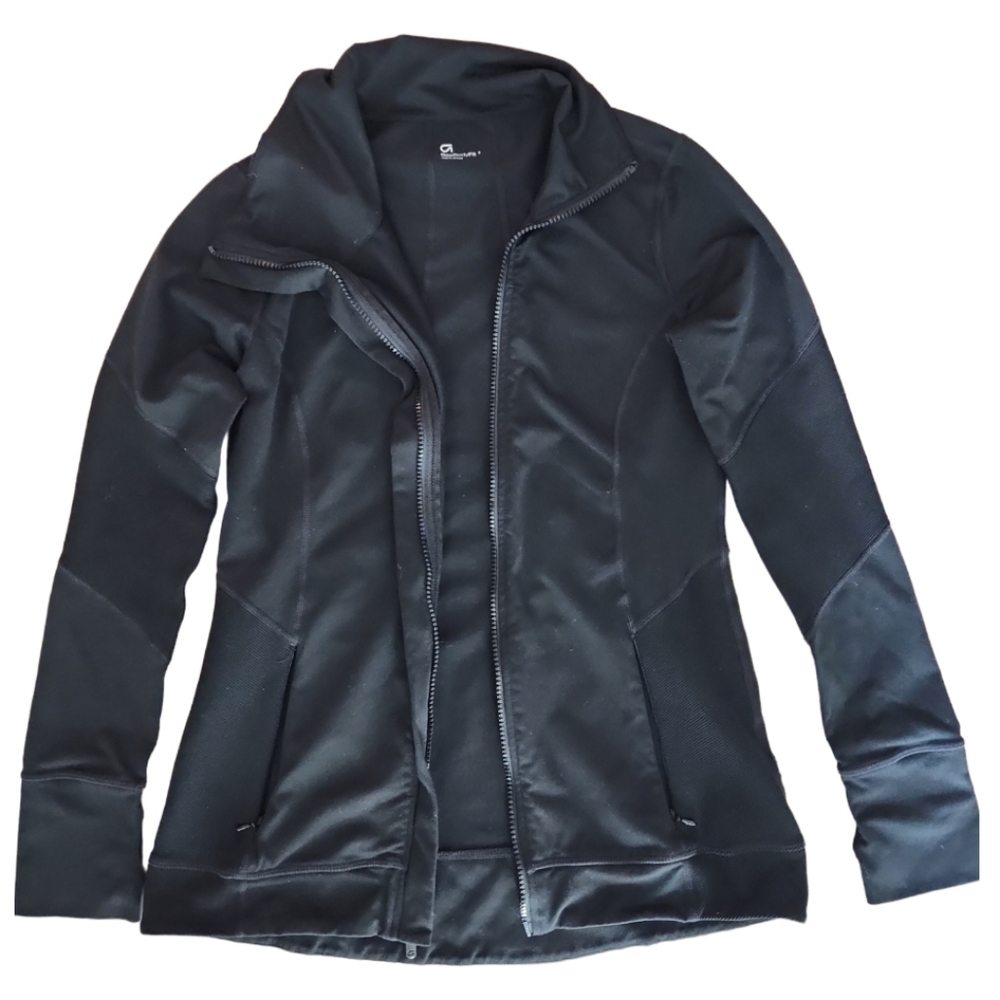 Gap Bodyfit Jacket with Thumb Sleeve, Size S Black Active Wear